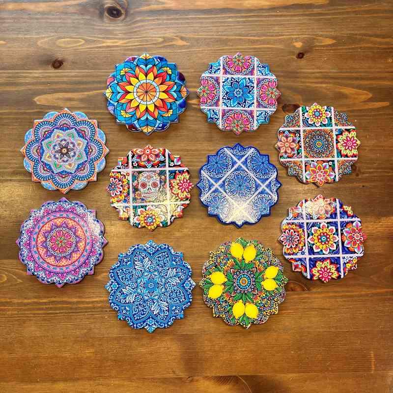 Bunte spanische Keramikuntersetzer Ø 11 cm