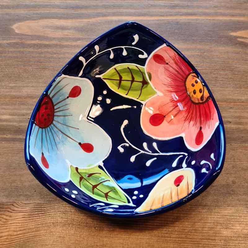 Handbemalte Schüssel Marquez 11 cm aus Spanien dreieckig B-Ware Handbemalte Schüssel Marquez 11 cm aus Spanien dreieckig B-Ware