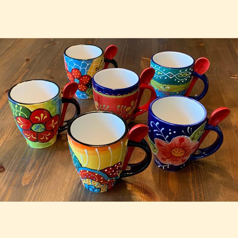Kaffeebecher / Kaffeetasse mit Löffel Keramik Spanien B-Ware Kaffeebecher / Kaffeetasse mit Löffel Keramik Spanien B-Ware