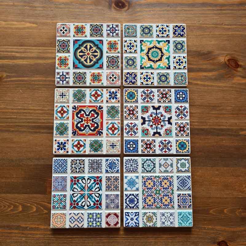 Keramikuntersetzer Fliese 11 x 11 cm spanisches Muster Keramikuntersetzer Fliese 11 x 11 cm spanisches Muster