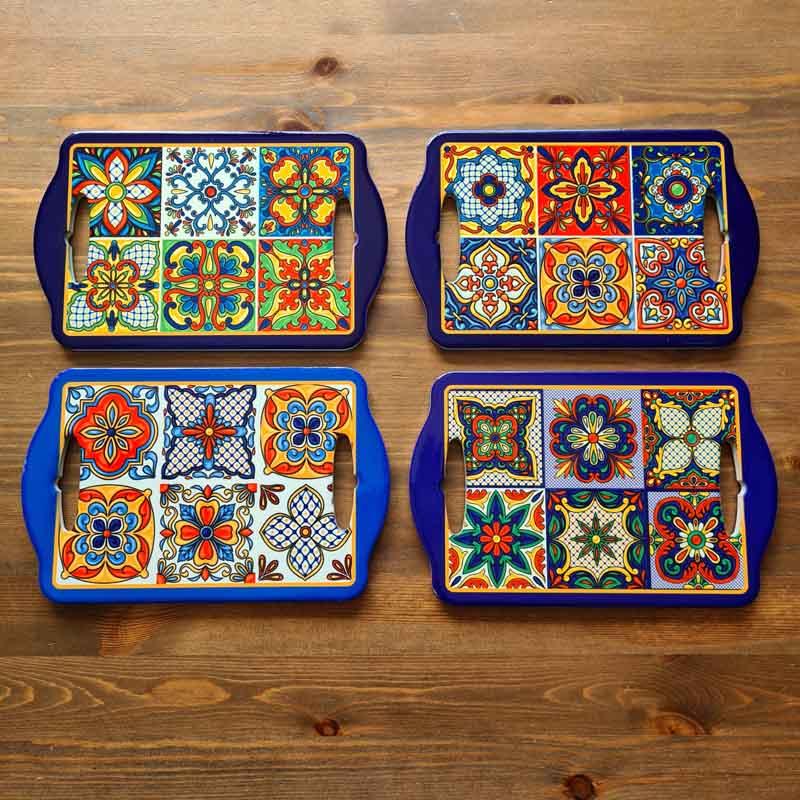 Kleines Keramik - Tablett - Untersetzer 14 x 22 cm spanisches Muster Kleines Keramik - Tablett - Untersetzer 14 x 22 cm spanisches Muster