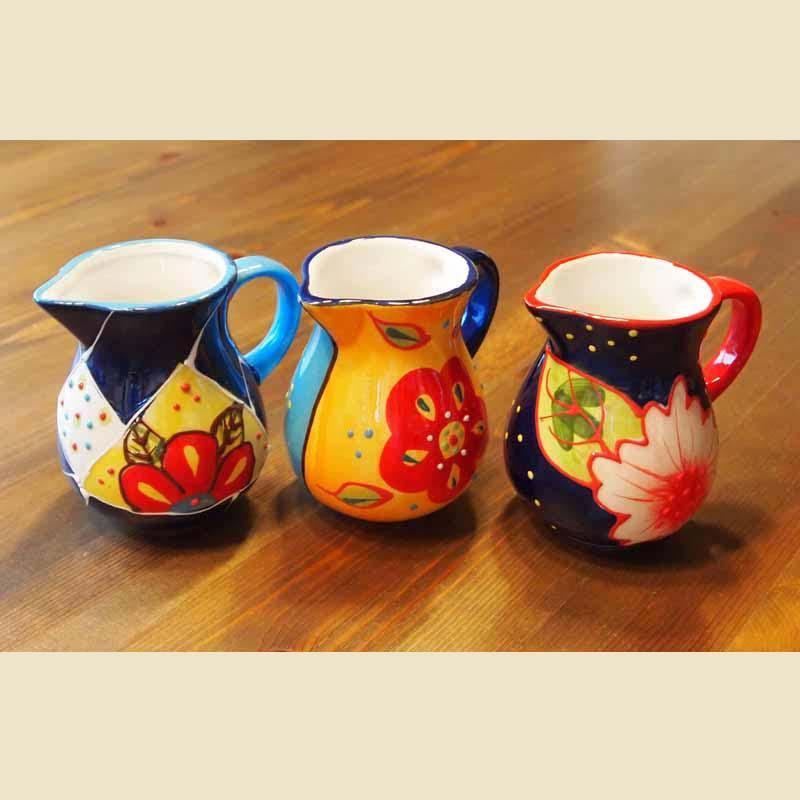 Milchkännchen handbemalt 9 cm aus Spanien bunt Milchkännchen handbemalt 9 cm aus Spanien bunt