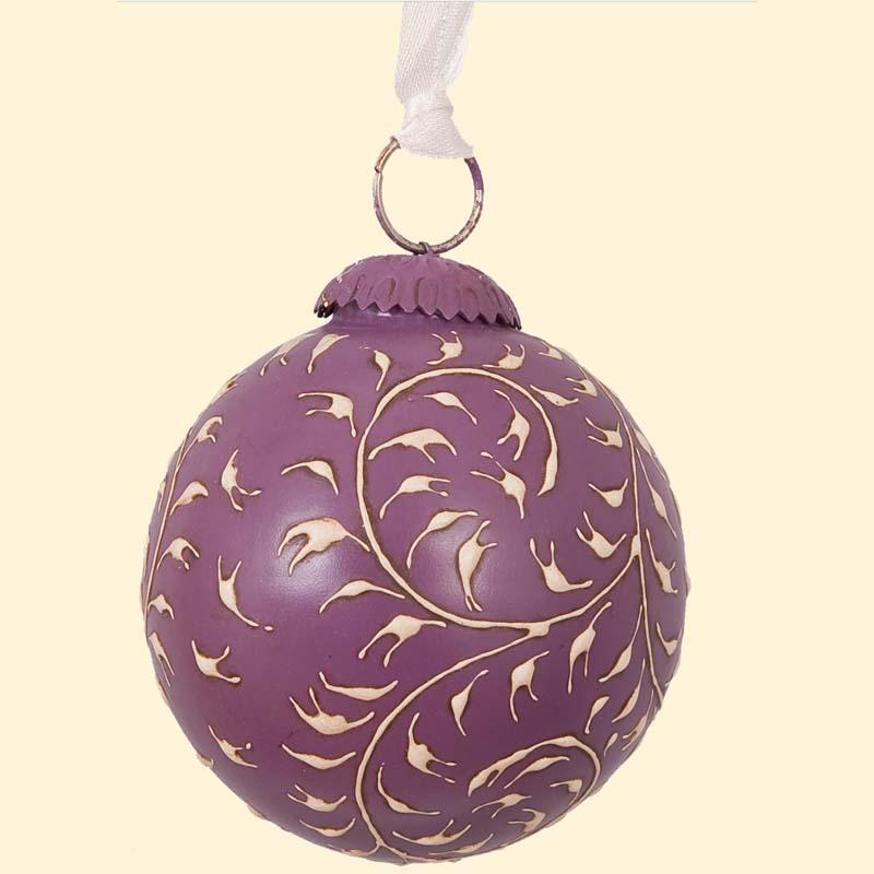 Nostalgische Weihnachtskugel von Clayre & Eef in Aubergine 8cm