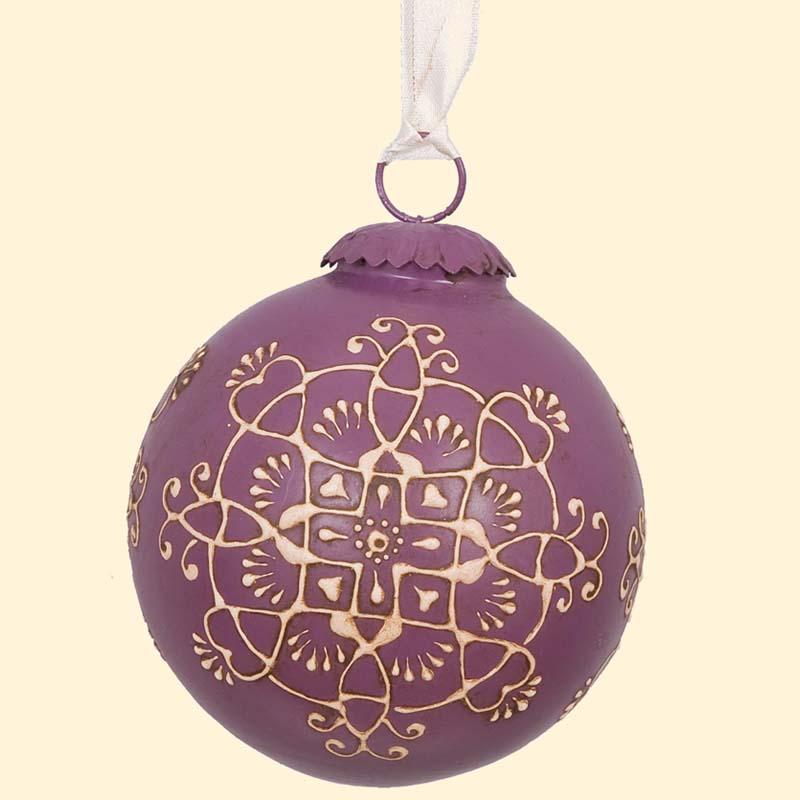 Nostalgische Weihnachtskugel von Clayre & Eef in Aubergine 10 cm