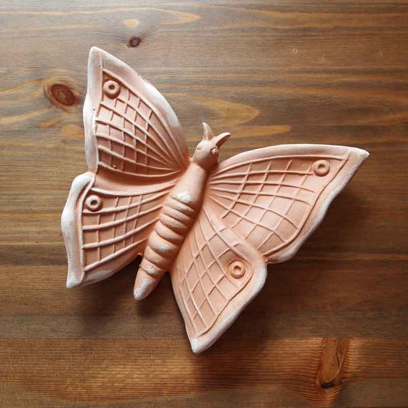 Wanddeko Schmetterling durchbrochen Terracotta in Impruneta-Qualität aus Italien 