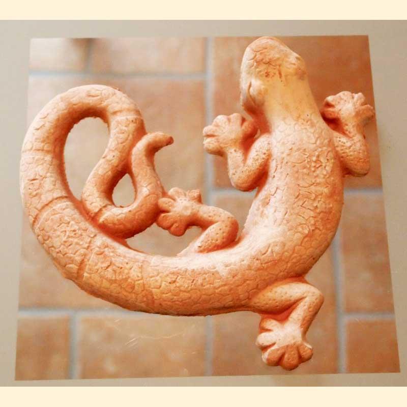 Wandrelief Gecko Salamander Terrakotta Italien