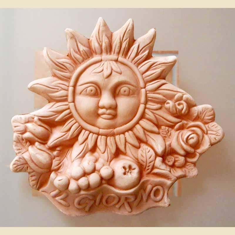 Wandrelief Sonne der Tag Terrakotta Italien B-Ware