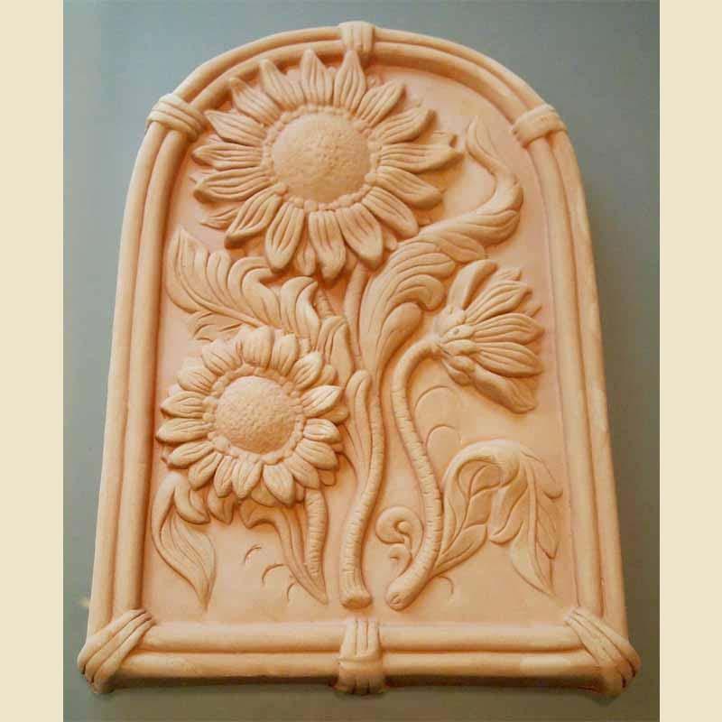 Handgefertigtes Terrakotta Wandrelief Sonnenblume Italien B-Ware