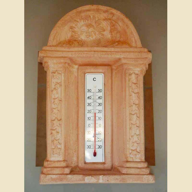 Wandrelief Terrakotta Thermometer Sonne und Mond Toskana Italien