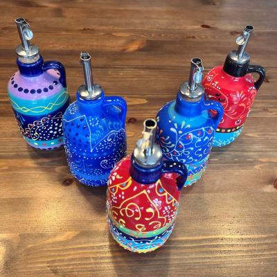 Bunte, handbemalte, spanische Keramik Essig-Öl-Spender 250 ml