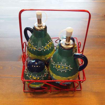 Essig und Öl Menage Marina aus Keramik - handbemalt aus Spanien