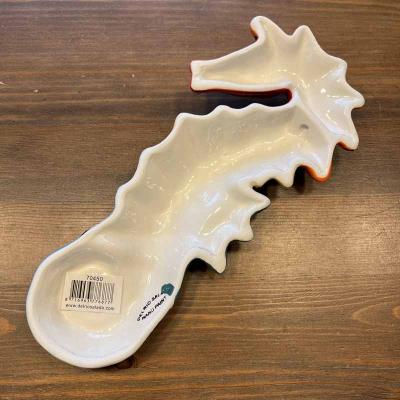 Handbemalte bunte Keramik Seepferdchen aus Spanien / Rückseite