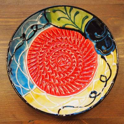 Handbemalte Knoblauchreibe Keramik | Mediterranes Geschirr