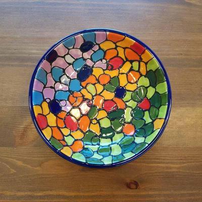 Handgearbeitete spanische Keramik Schüssel Mosaik - Draufsicht Handgearbeitete spanische Keramik Schüssel Mosaik - Draufsicht