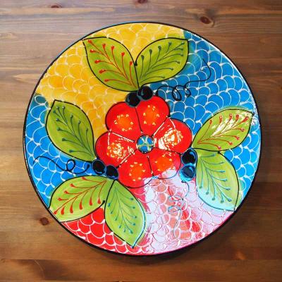 Obstschale Wandteller handbemalt Spanien 38 cm Crakele