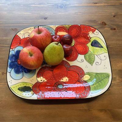Obstschale mit Blumenmuster handbemalt aus Spanien Obstschale mit Blumenmuster handbemalt aus Spanien