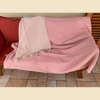 Portugiesische Baumwolldecke rosa / beige 