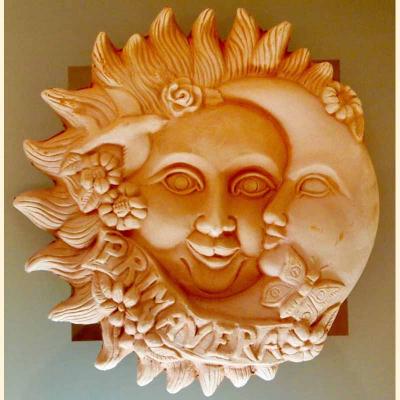 Wandrelief Sonne und Mond Primavera - Handarbeit Italien